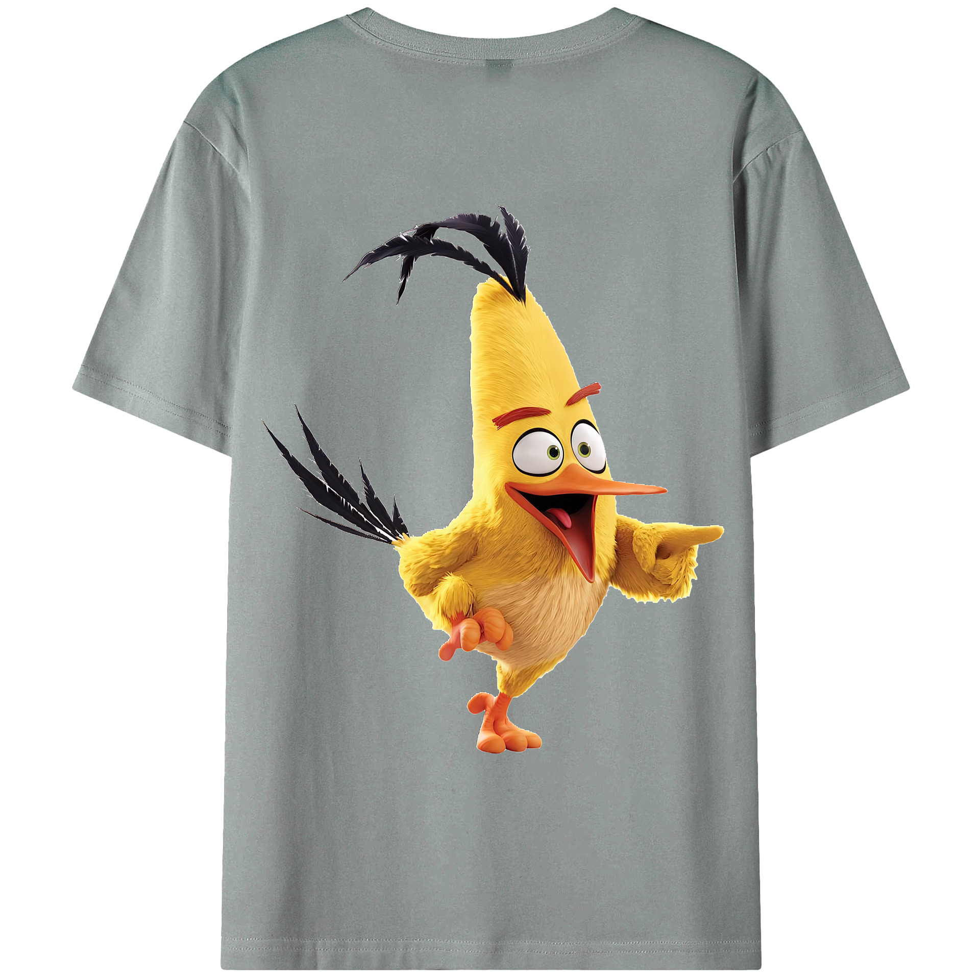 （画像用） Angry Birds アングリーバード 綿100％ メンズ半袖Tシャツ（バックプリント） 通気性
